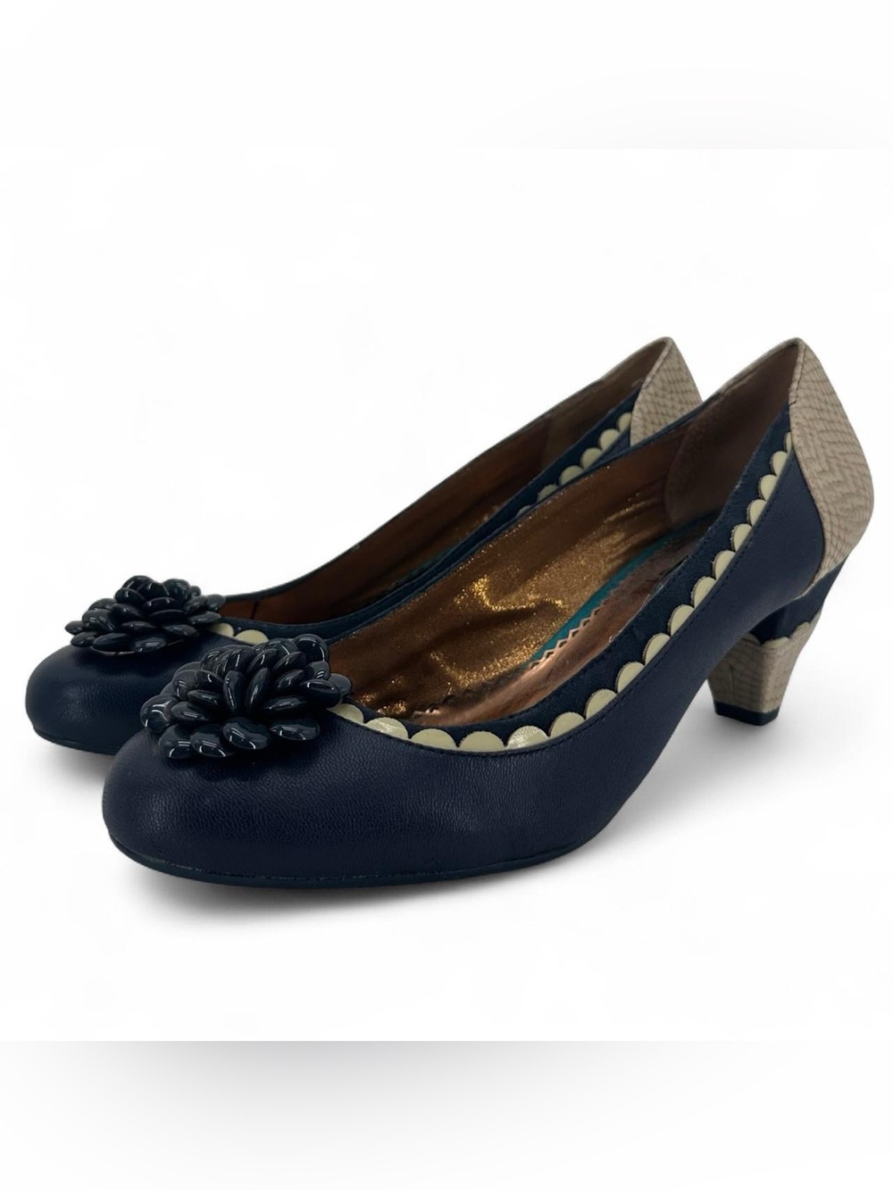 Poetic Licence navy blue & cream heels